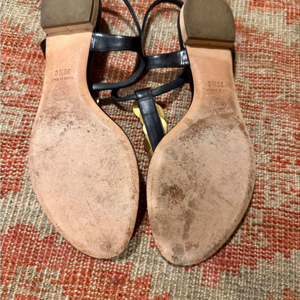 Chanel Black and Gold coin strap Women's Sandals - Picture 3 of 5